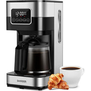 Shardor CM1429TE-UL 10-Cup Programmable Coffee Maker, 24-Hour Timer, LCD Touch Screen, Regular & Strong Brew, Silver
