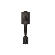 Schlage Custom Camelot Door Handleset with Alexandria Glass Knob, Aged Bronze, Single Cylinder, FC285CAM716ALX
