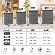 QHYFC Extra Large Storage Bag for Bedding and Clothes, Heavy Duty Waterproof, Breathable Tear-Resistant Fabric, Full Zipper Closure, Stackable, Collapsible, 210L