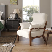 Bestier L501466Y-OWHT Mid-Century Modern Accent Chair with Solid Wood Frame, Off-White