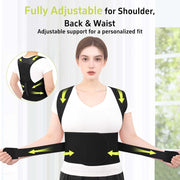 Pukitry Posture Corrector with Fiberglass Support, Adjustable Shoulder Straps, Breathable Mesh, Black, Size L