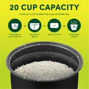 Aroma ARC-1250WC Professional 20-Cup Digital Rice & Grain Multicooker and Slow Cooker with Glass Top and 2X Bonded Granite Ceramic Non-Stick, White