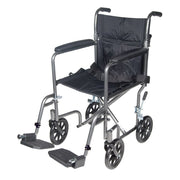 Drive Medical TR37E-SV Lightweight Steel Transport Wheelchair, Fixed Full Arms, 17