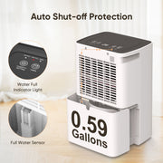 AIRFIRE PD8-02AE 12 Pint Dehumidifier, 1500 Sq.Ft Coverage, 0.59 Gal Water Tank with Overflow Protection, Quiet Operation, Touch Controls, Timer, Drain Hose