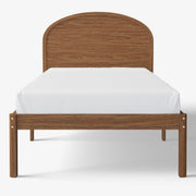 Mainstays Kids Twin Size Wood Platform Bed Frame, Solid Wood, Arched Headboard, Walnut