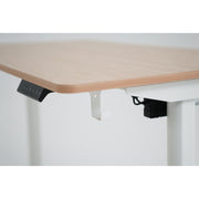 Mainstays Electric Stand Desk, Adjustable Height 28.7 to 46.5 in, Natural Oak Desktop, White Steel Frame, LED Memory Control, 44 x 24 in