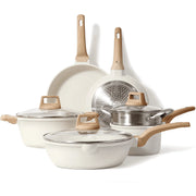 Carote A02656 Nonstick Pots and Pans Set, 10 Pcs Granite Stone Kitchen Cookware Sets (White)