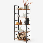 EDX WMEDVK-ZWJ-5LIW 5 Tier Bookcase Rust Brown Modern Storage Shelf for Home Office Living Room