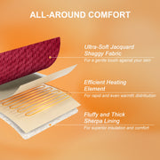 Dhole Electric Heated Blanket, Checkered Fleece, Queen 84x90 in, 6 Heat Levels, 10 Hour Auto Off, Red