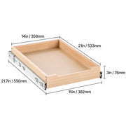 KFFKFF Pull-Out Cabinet Organizer, Wood, Soft-Close Slide-Out Drawer, Black, 14 in W x 21 in D
