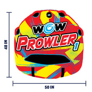 WOW Watersports Prowler Starter Kit, 1-Person Towable Tube with Heavy-Duty 1,000 lb Tow Rope and 12V High-Speed Air Pump, Nylon Cover