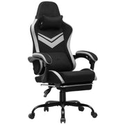 GTRACING GTW-300-BW-V Gaming Chair with Footrest and Linkage Armrest, Black/White