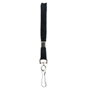 Baumgartens Sicurix Flat Lanyard with Metal J Hook, 3/8 in Wide, 36 in Long, Black, Pack of 100, 65619