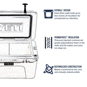 YETI Tundra 105 Hard Cooler, Desert Tan, Portable with T-Rex Lid Latches and PermaFrost Insulation, 30.5 in