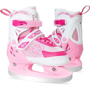 MammyGol Adjustable Kids Ice Hockey Skates with Reinforced Ankle Support, Soft Plush Lining, Stainless Steel Blades, Pink, Sizes 10J-13J