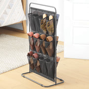 Whitmor 24-Pocket Metal Mesh Shoe Organizer, Gunmetal Gray, Freestanding Rack with Breathable Mesh Pockets, Holds 12 Pairs, 5855-15687