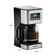 Chefman RJ14-12-SQ-V2 12-Cup Programmable Digital Coffee Maker w/ Auto Shut Off - Stainless Steel