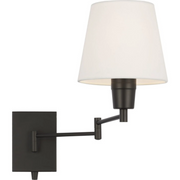 Avec A710000-31M Seymour Collection Modern Farmhouse Matte Black Wall Sconce with White Fabric Shade