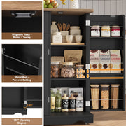 Homfa Kitchen Island Table, Black with Espresso Wood Top, 2 Drawers, Adjustable Shelves, Movable with 360 Swivel Wheels, Modern Buffet Cabinet for Dining and Living Room