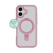 onn MagSafe Compatible Phone Case with Kickstand for iPhone 17 and iPhone 17 Pro, Frosted Clear Back, Matte Pink Sides