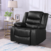 TrumanPick Recliner Chair, Manual Rocking and Reclining, Oversized , Black Faux Leather, Supports 350 lb - Ergonomic Design