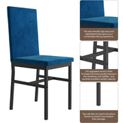 uhomepro Dining Sets04 5 Piece Dining Room Table Set, Modern Dining Table Sets with Blue Velvet Upholstered Chairs for 4, Faux Marble Pattern Rectangle Kitchen Table Set for Home, Living Room, Restaurant, Small Space