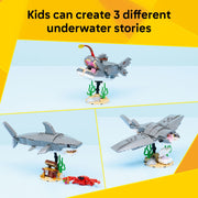 LEGO Creator Fierce Shark 3 in 1 Building Toy with Treasure Chest, Posable Sea Animals, 379 Pieces, Multicolor, 6585553