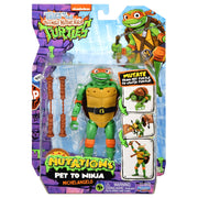 Playmates Toys Tales of Teenage Mutant Ninja Turtles Mutations Deluxe 5.5 in Michelangelo Pet to Ninja Action Figure with Transforming Bo Staff, Pizza Shuriken, and Display Stand
