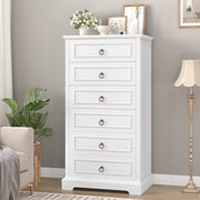 Homfa 6 Drawer Tall Dresser 52H Chest of Drawers Wooden Storage Cabinet for Bedroom White