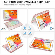 Kvago iPad Keyboard Case for 10.2 Inch 9th 8th 7th Generation with Backlit Touchpad, Auto Sleep/Wake, Built-In Pencil Holder, Rose Gold