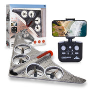 Sharper Image Stealth Recon Video Drone, Real-Time 4K Streaming, 2-Axis Gimbal, Durable Foam Frame, LED Lights, Black, 8.4 in