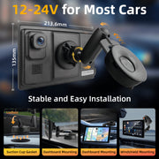 MHCBSR Wireless CarPlay Screen, 8-Inch Portable Car Stereo with 4K Front Dash Cam, 1080P Rear Backup Camera, Satellite Radio, Apple CarPlay & Android Auto, GPS Navigation, Voice Control