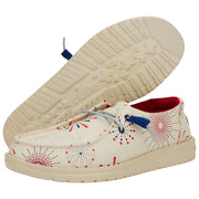 HEYDUDE Wendy Fireworks Canvas Shoes for Ladies - White - 7M