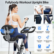 Pooboo X529M1 4in1 Folding Exercise Bike Indoor Cycling Bike Stationary Magnetic Cycling Bicycle X Bike Gym Workout 300 lbs