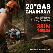 Vetoper Gas Chainsaw, 20in Bar, 3.4HP 62cc 2-Cycle Engine, Rear Handle with Anti-Vibration, Chain Brake, Automatic Oiler, MJ-6220F18