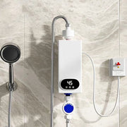 FAMKIT Electric Tankless Water Heater, 5500W Instant Hot Water, Digital Display, Wall Shelf Floor Mountable, 19292000801