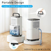Tehanld 52 Pint Dehumidifier for Large Spaces up to 5000 Sq. Ft., Compressor Moisture Removal, White, LED Display, Timer, Child Lock, Tehanld001