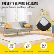 Emson Alien Tape Rug Gripper Carpet Tape, 12-Pack, 4x4 in, Double-Sided, Reusable, Anti-Slip for Hardwood and Tile Floors, 6543