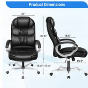 Homall High Back Office Chair, Executive Faux Leather Desk Chair with Lumbar Support, Padded Armrests, Adjustable Height, Swivel, Black