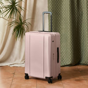 BTL BTL-25-24HSROSE 24-Inch Checked Expandable Hardside Upright Luggage with 360-Degree Spinner Wheels, Divider Pockets, Rose Smoke