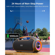 VUOPAX Portable Bluetooth Speaker, 200W Peak Power, IP65 Waterproof, 24H Battery, Bass Boost, TWS Wireless Stereo, USB/AUX/TF Input