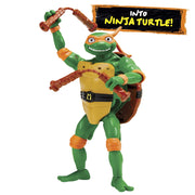 Playmates Toys Tales of Teenage Mutant Ninja Turtles Mutations Deluxe 5.5 in Michelangelo Pet to Ninja Action Figure with Transforming Bo Staff, Pizza Shuriken, and Display Stand