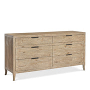 Bernhardt 333050 Tribeca 6-Drawer Dresser, Rustic Brown Oak Wood, Textured Metal Pulls