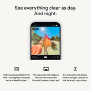 Google Nest Doorbell Wired 3rd Gen, 2K HDR Video, Gemini Technology, Wide 166 Field of View, Night Vision, Two-Way Audio, Snow