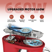 Hosaud 6.5 QT Electric Stand Mixer, 3-IN-1 Food Mixer, Red