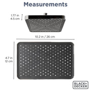 BLACK+DECKER Oversized Rainfall Shower Head, Chrome, Square, Wall Mount, 1.8 GPM