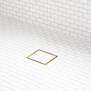 Signature Hardware 4 Inch TileIn Square Shower Drain, Brushed Gold, 304 Stainless Steel, Removable Hair Strainer Basket, 955251S4