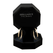 Brilliance Fine Jewelry XY809311 10KT Yellow Gold Oval Hoop Earrings with Sequin Finish, Click Top Closure, 22mm