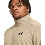 Under Armour Fleece Quarter-Zip Long-Sleeve Pullover for Men - City Khaki/Black - XL