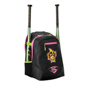 Louisville Slugger Party Animals Powerized Stick Baseball Backpack, Black and Neon Pink, Holds 2 Bats, Model WB5763701